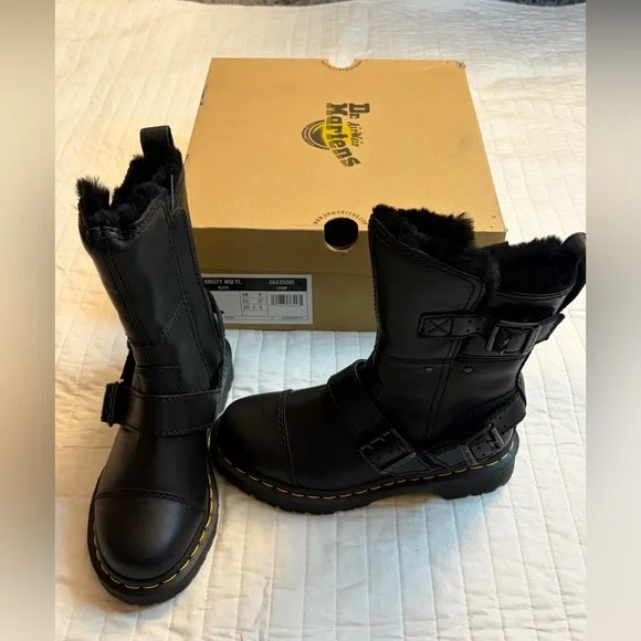 Leather Boots Dr Martens Kristy Fur Lined Boots Martens KRISTY MID